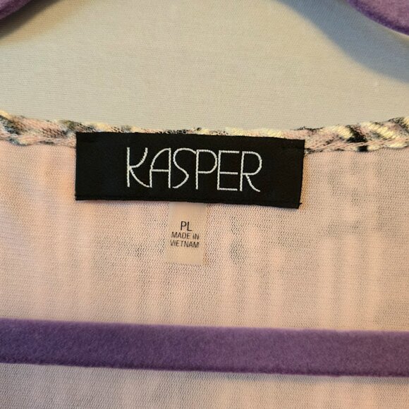 KASPER WOMENS SLEEVELESS TOP PETITE LARGE PINK BLACK PRINT SHIMMER TEXTURED KNIT - Picture 2 of 9